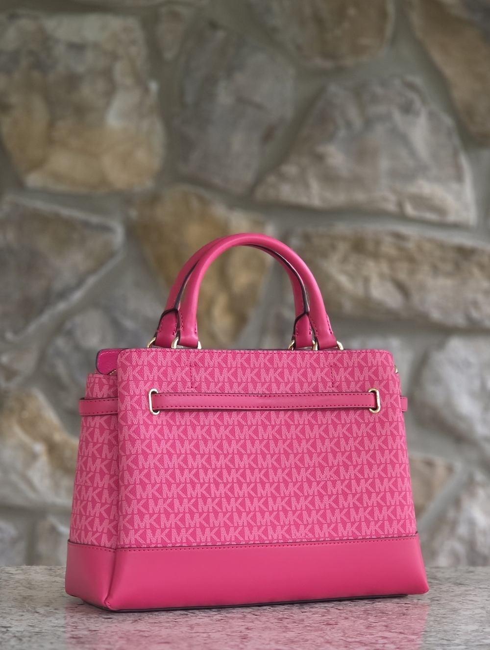 Michael Kors Reed Logo Large Pink Satchel - Picture 3 of 9